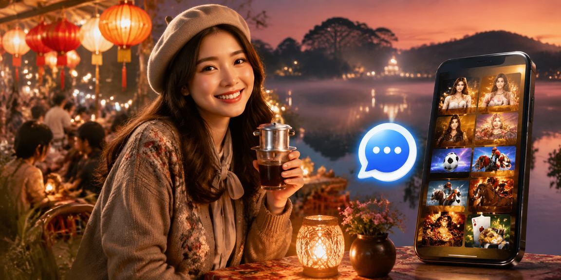Người dùng tại Đà Lạt thư giãn với điện thoại trong không gian cà phê yên tĩnh